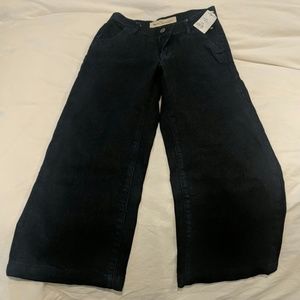 High rise, wide leg cropped jeans